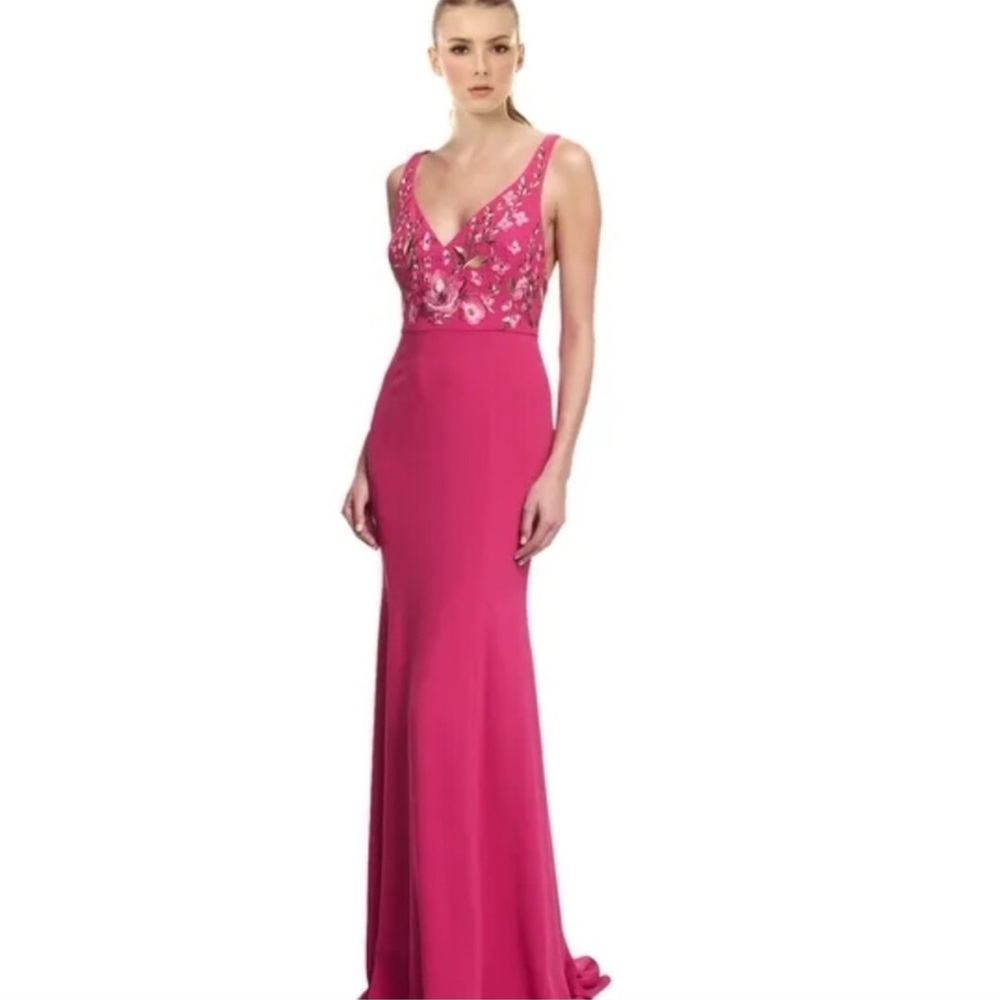 Marchesa Pink Embellished Maxi Dress